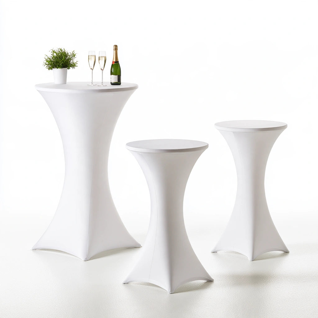 Ensemble de trois tables mange-debout aux lignes épurées, coloris gris