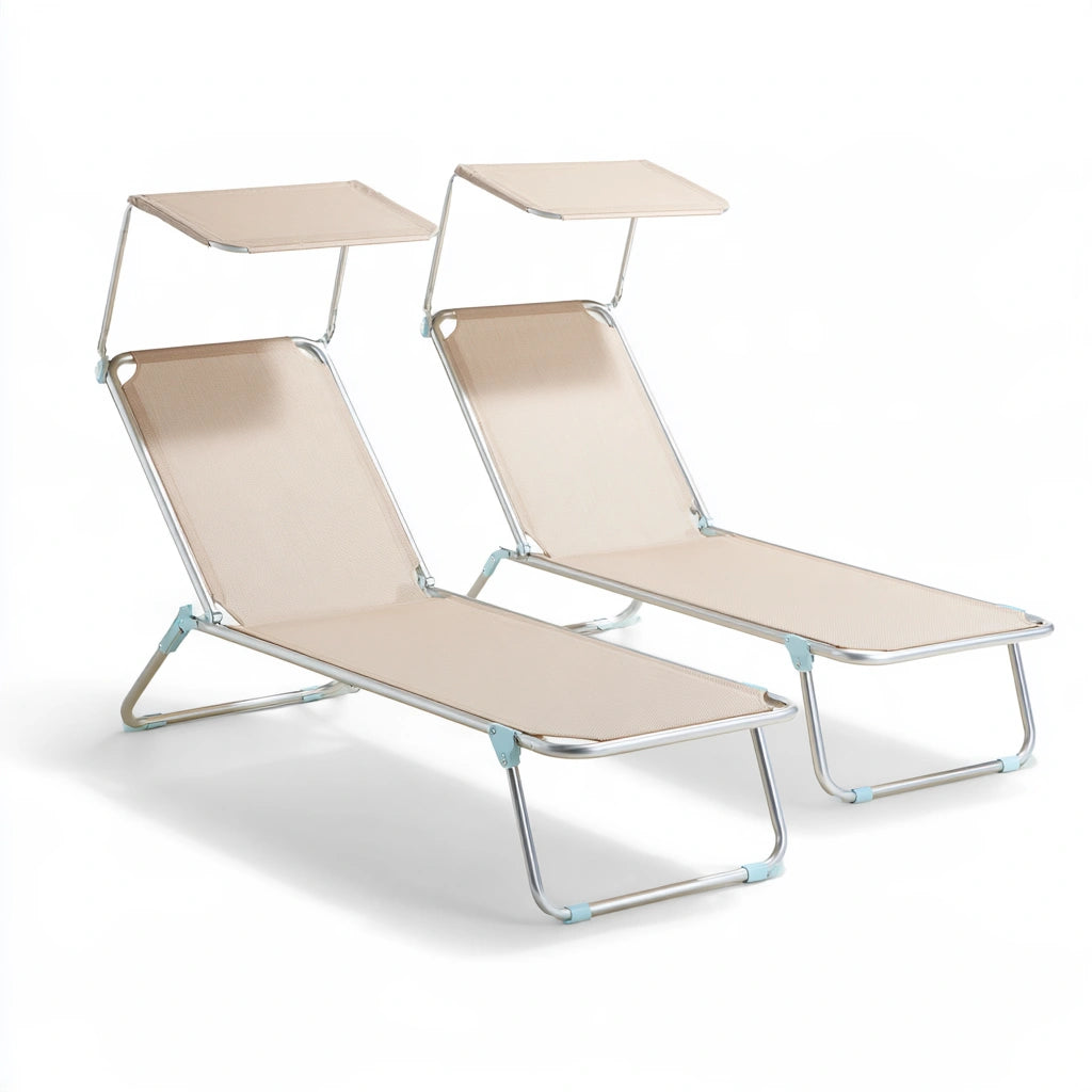 Fauteuil relax pliant aux lignes épurées, coloris beige