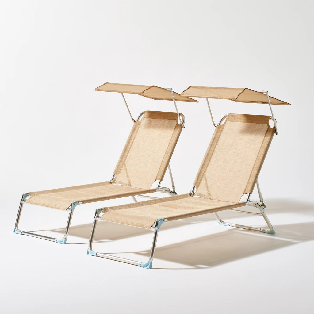 Fauteuil relax pliant aux lignes épurées, coloris beige