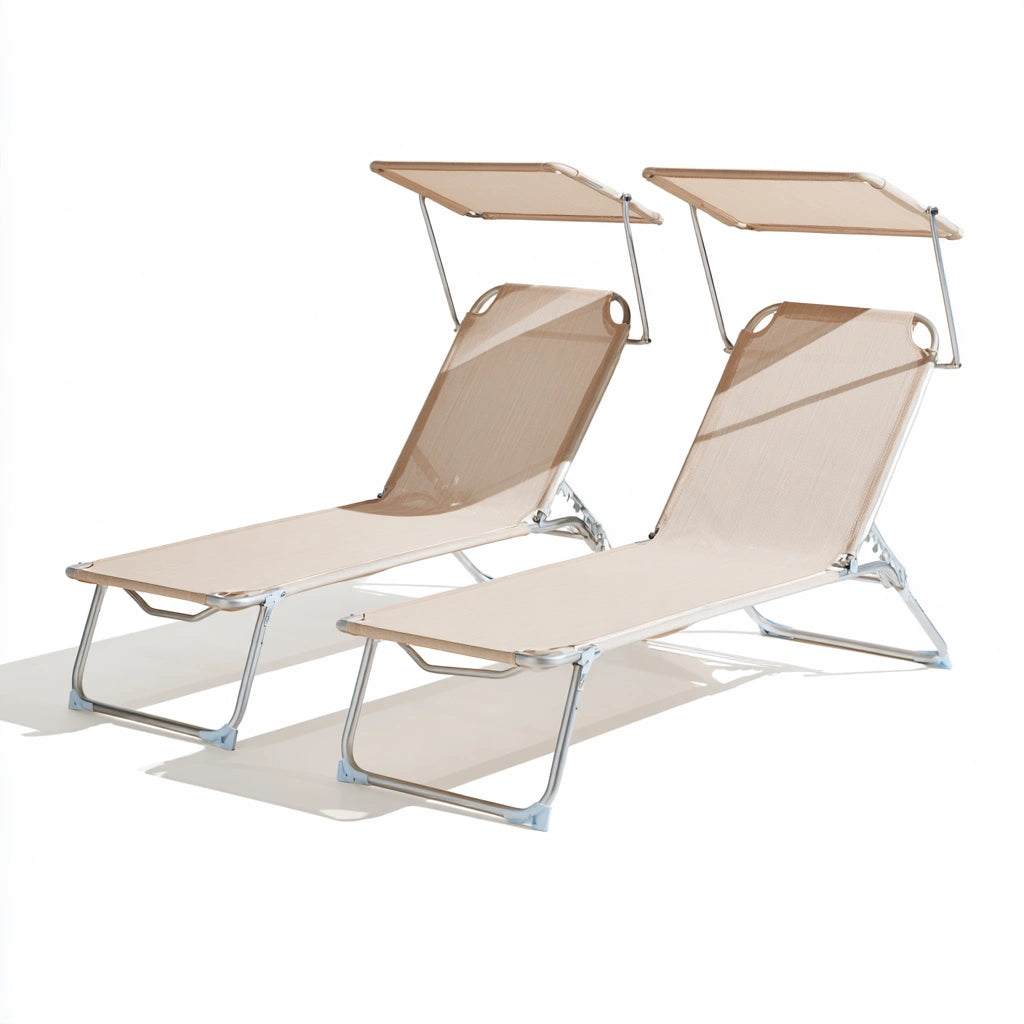 Fauteuil relax pliant aux lignes épurées, coloris beige