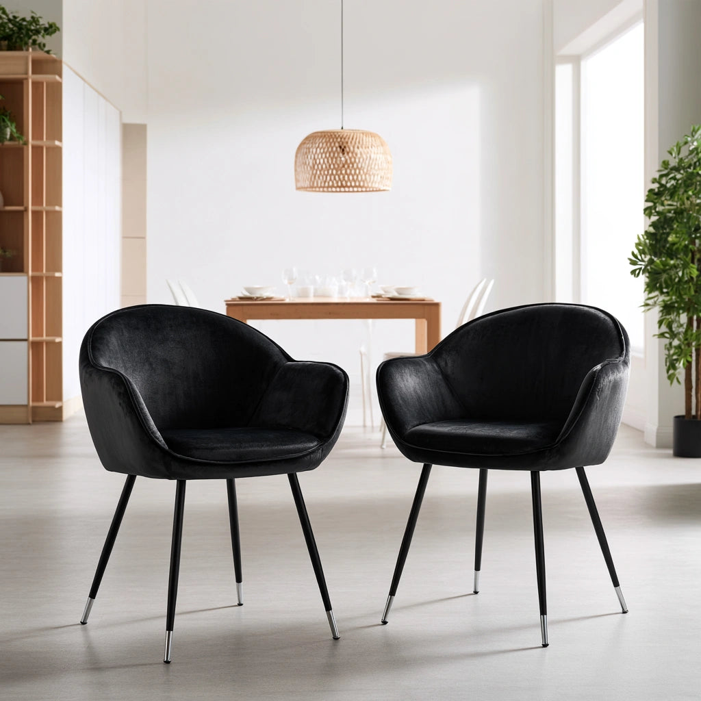 Chaise de salle à manger en velours, coloris noir